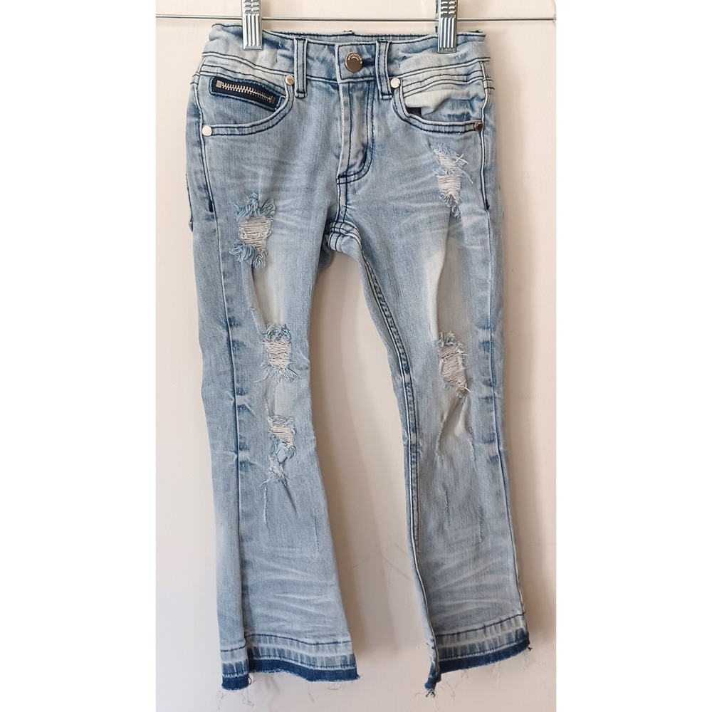 Rockstar Original Distressed Jeans Boys 4T Light Blue Ripped Raw Hem RSK-BJN-BFJ